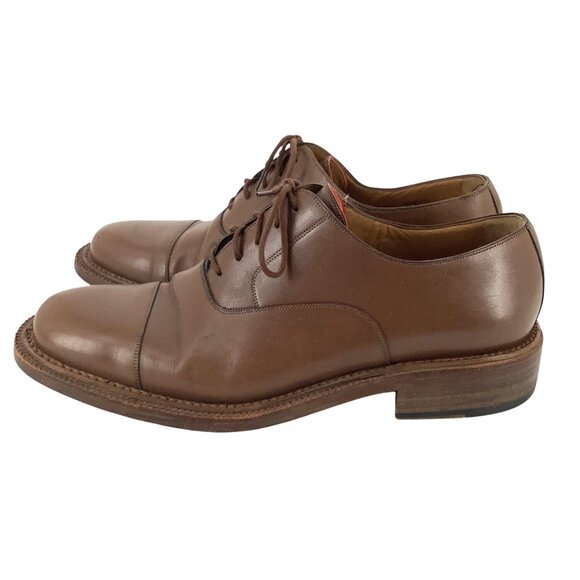 Bally Scribe Mens Brown Leather Cap Toe Lace Up Oxford Dress Shoes Size 9 - Picture 3 of 8